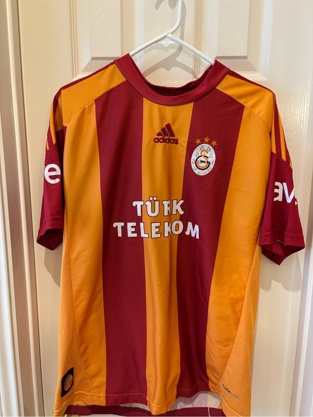 adidas Red and Gold Striped Galatasaray Soccer Jersey